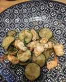 ［下酒菜］義式鯷魚炒櫛瓜蝦仁