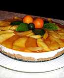 Tarta fresca de queso tradicional con manzanas Golden