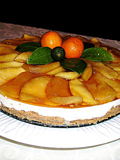 Una foto de Tarta fresca de queso tradicional con manzanas Golden