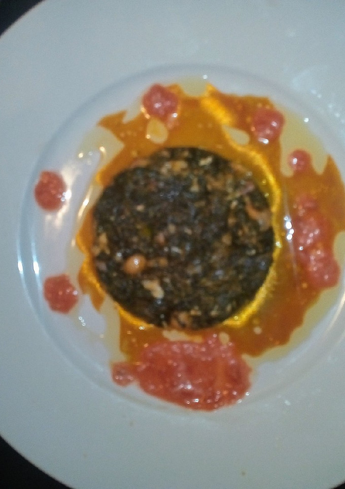Una foto de Revuelto de espinacas con jamón