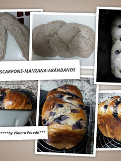 Una foto de Brioche de queso mascarpone con manzana y arándanos (en panificadora)