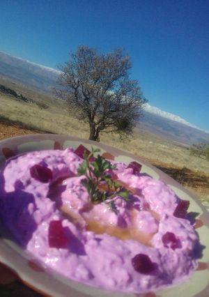 A picture of Labneh with Beetroot.