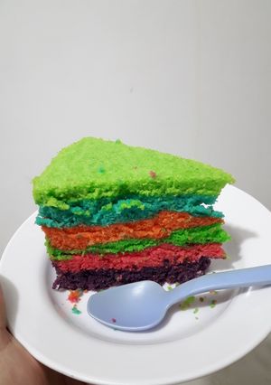 Foto resep Rainbow cake kukus#BikinRamadanBerkasan