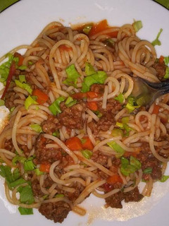 Una foto de Cabello de Ángel con Picadillo de Res