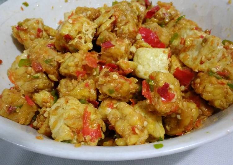 Tahu tempe goreng sambal geprek😋