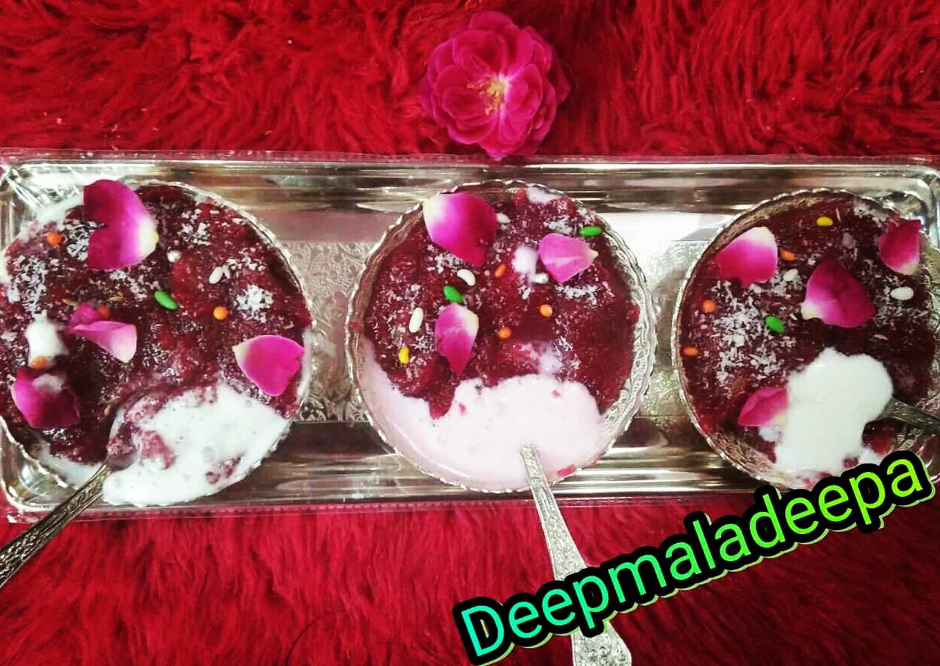 Beetroot Halwa wth icecream stuff