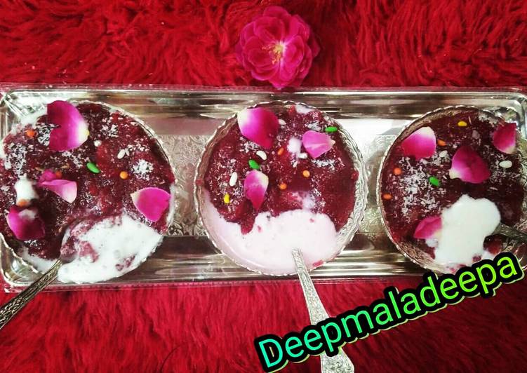 Recipe of Ultimate Beetroot Halwa wth icecream stuff