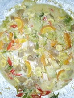 Foto resep Sayur Sawi Putih Kuah Santan ft. Bakso