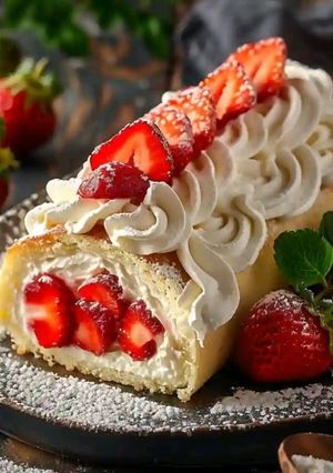 A picture of 🌟 Strawberry Shortcake Roll Cheesecake Cake 🌟.