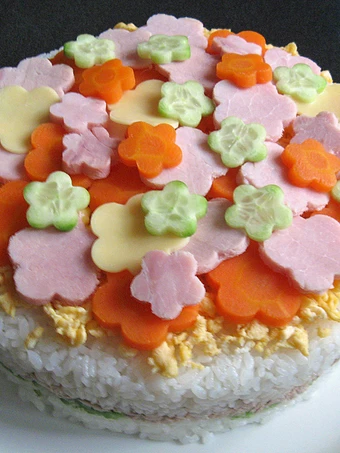 Easy Steps to Make Recipe Decorated Sushi Cake that is Delicious, Really Delicious}