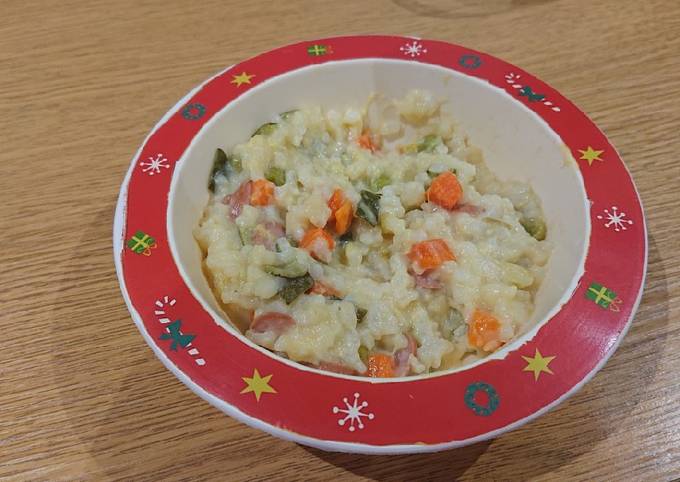 Hot dog and Vegetable Risotto