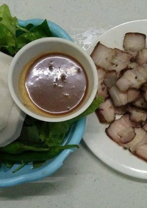 Hình của món Ba chỉ nướng cuốn bánh tráng.