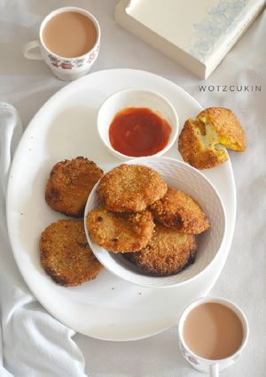 A picture of Cheese brust potato cutlets.