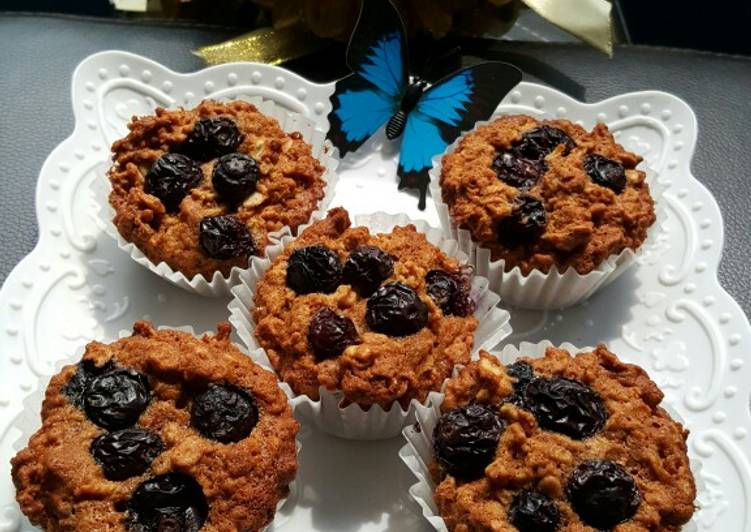 Cara membuat Blueberry Oat Yoghurt Muffin nikmat
