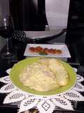 Linguine en Salsa Alfredo con chuleta