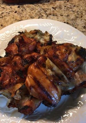 A picture of Barbecue Boneless Chicken Thighs with Pepper Jack Cheese.