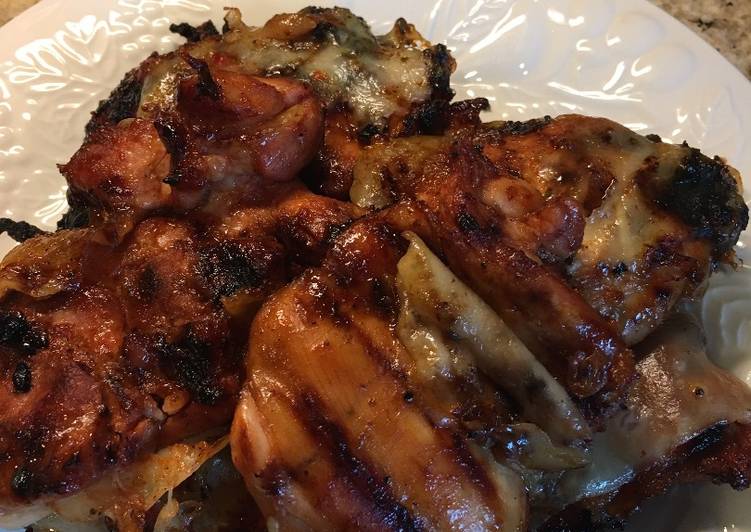 Barbecue Boneless Chicken Thighs with Pepper Jack Cheese