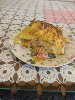 Una foto de Rosti de tortilla de patatas con bacón y queso