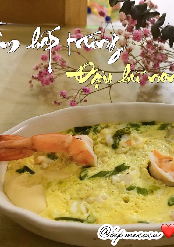 Hình của món Tôm hấp trứng đậu hủ non.