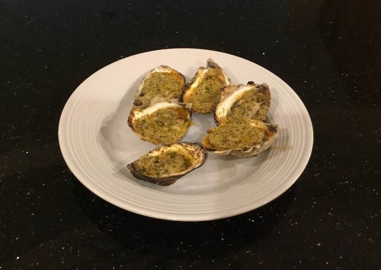 Simple Way to Prepare Appetizing Grilled Oysters With Garlic/Romano Herb Butter
