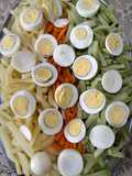 Salada de batata,chuchu e cenoura com ovos cozidos
