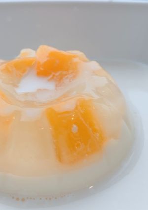 Hình của món Thạch đào phô mai sữa dừa.