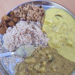 #LBC#brown rice,south indian kadi,Arabhi subji,pumpkin subji# A picture of #LBC#brown rice,south indian kadi,Arabhi subji,pumpkin subji#.