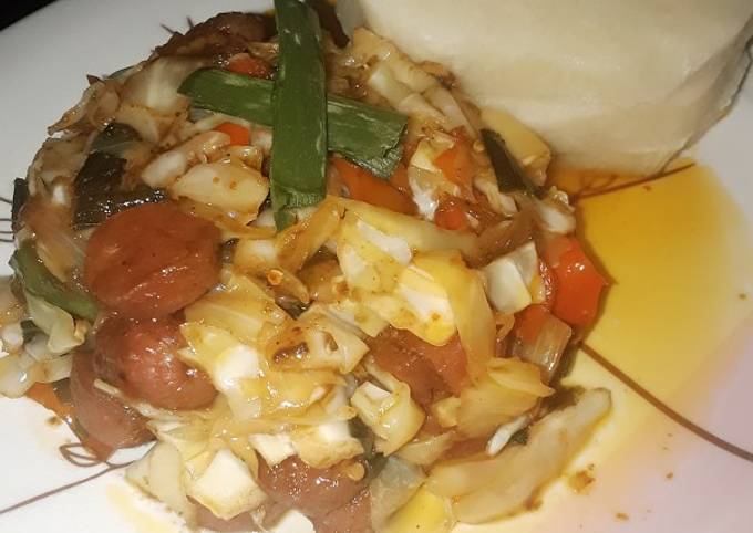 Recipe of Quick Boiled yam with cabbage sauce