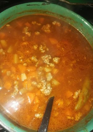 Una foto de Picadillo caldoso