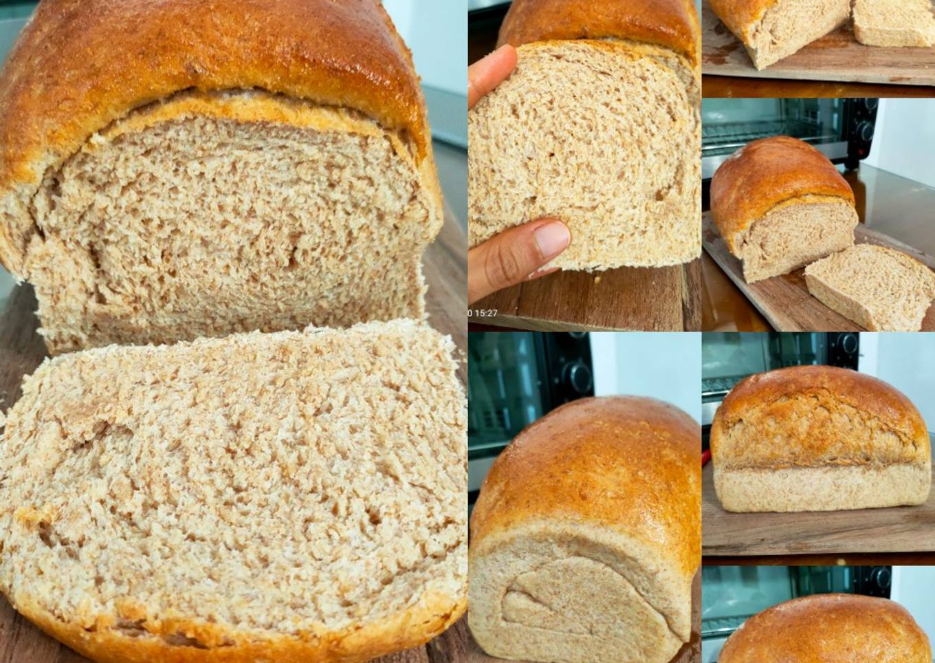 Whole-Wheat Bread / Roti Gandum No Mixer dan No Ulen Lama2☺️