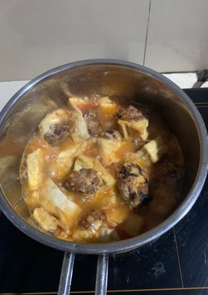 Hình của món Đậu nhồi thịt sốt cà chua.