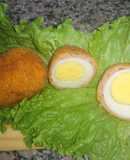 Huevos duros con jamón rebozados