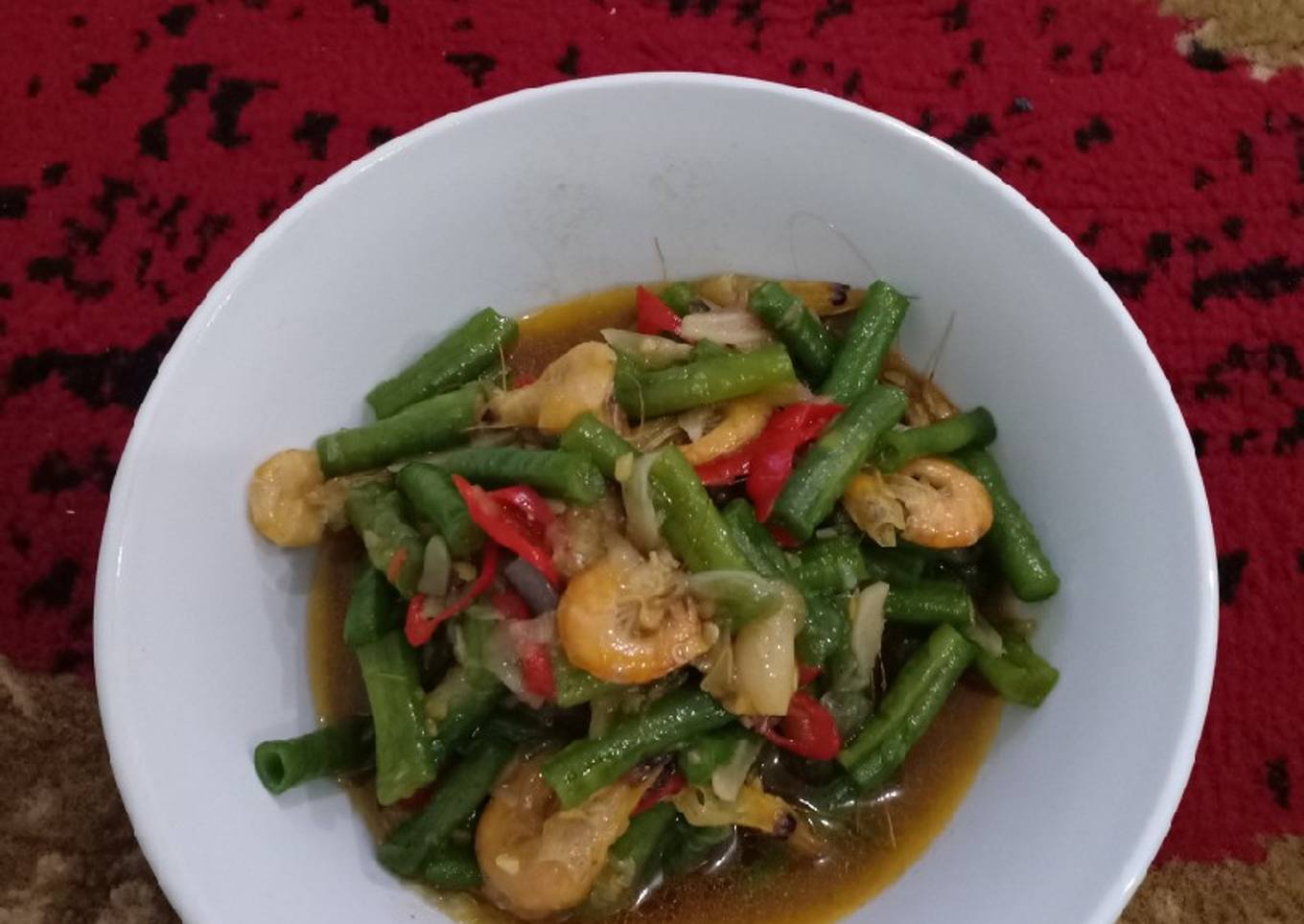 Tumis kacang panjang udang