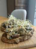 🍄 Tartine aux champignons moutarde à l'ancienne gratiné au Parmesan