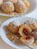 Apricot / cherry dumplings rolled in roasted almond breadcrumbs