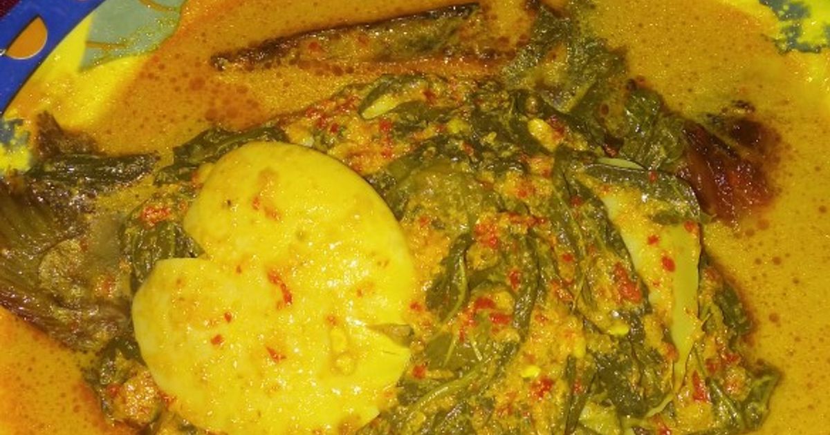 Gulai salai pucuk ubi dan jengkol (masakan Riau)