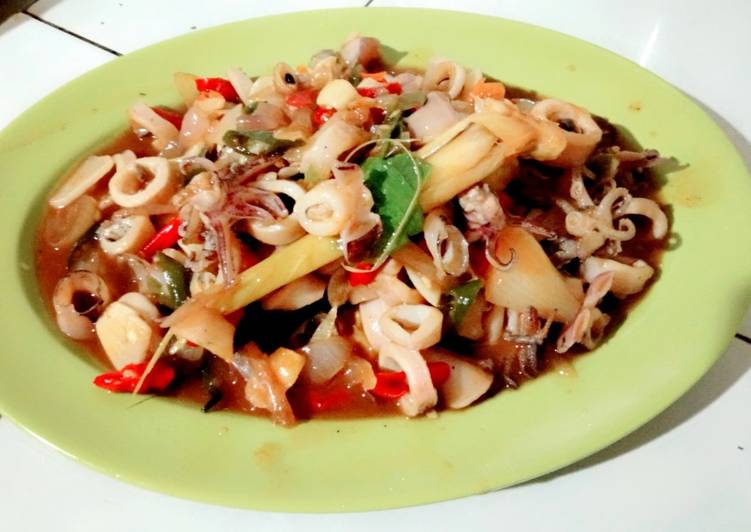 Resep Cumi asam pedas dengan saus tiram 😘 Lezat