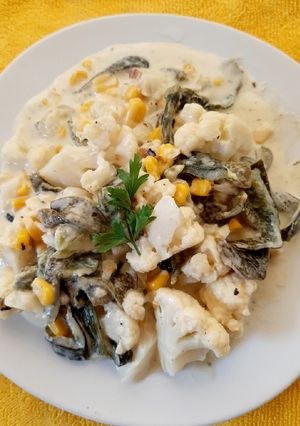 Una foto de Rajas y coliflor a la crema