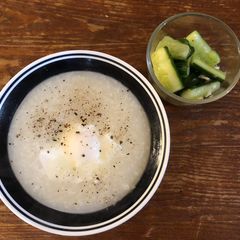 Let's bond over cucumber salad and egg congee A picture of Let's bond over cucumber salad and egg congee.