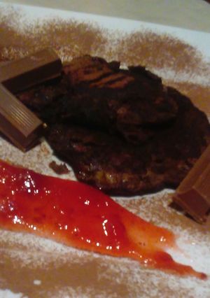 Una foto de Pancakes de banana y chocolate