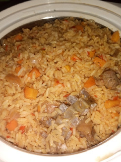 A picture of Jollof Rice with Carrots.