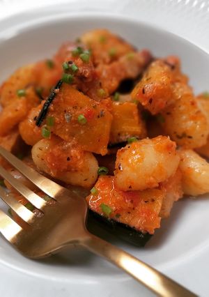 Foto principal de Gnocchis con berenjena y panceta ibérica