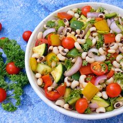 A picture of Boiled Lobia Salad with Lemon Balsamic Dressing.
