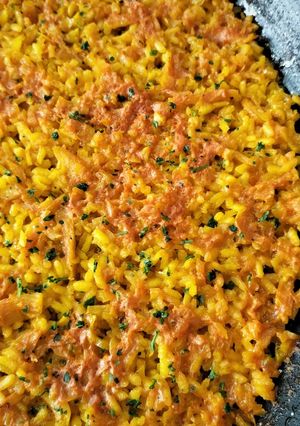 Una foto de Paella de bacalao y coliflor