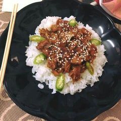 A picture of Rice with fried sesame masala chips #MyRiceDishContest.