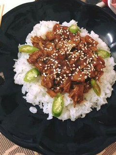 A picture of Rice with fried sesame masala chips #MyRiceDishContest.