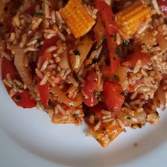 A picture of Mexican style rice.