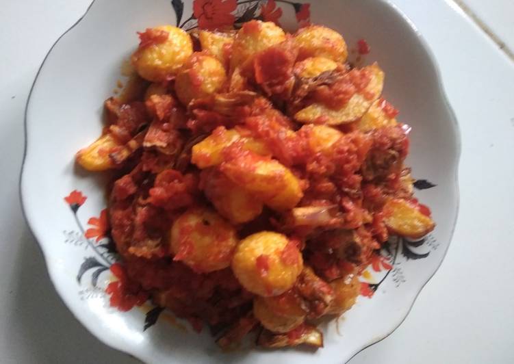 Telur puyuh balado mix kentang nangka muda