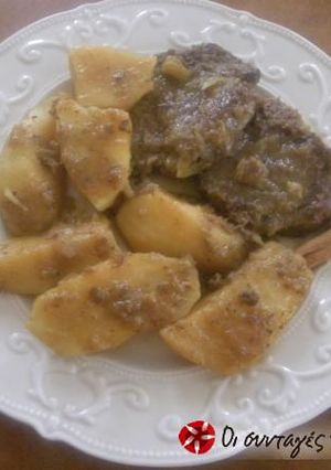 A picture of Roasted silverside veal with cinnamon potatoes.
