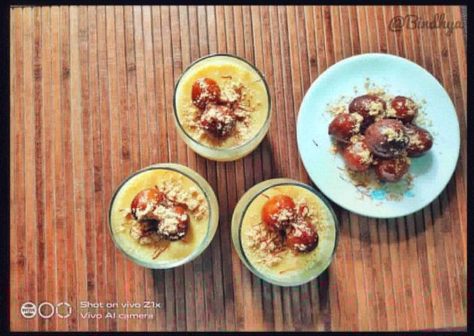 MILK JELLY topped with MINI GULAB JAMUNS